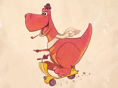 Dinosaur's Day Out animal book character dino dinosaur illustration moped picturebook storybook trex tyrannosaurus vehicle vesper