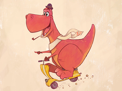 Dinosaur's Day Out animal book character dino dinosaur illustration moped picturebook storybook trex tyrannosaurus vehicle vesper