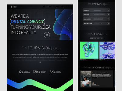 Digital Agency Website - KAGENCY 3d agency concept design digital digital agency graphic design landing page ui ux web design website