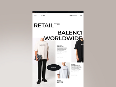 Balenci crvxdsng design desktop fashion landing page minimalist store ui user interface website