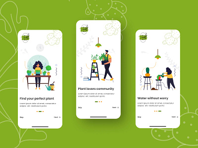 Plant management app - Onboarding screens app branding design graphic design illustration logo minimal ui ux vector