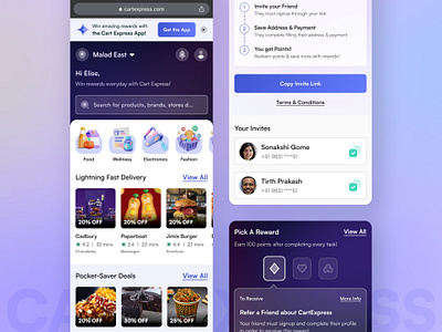 Cart Express - Food Delivery App - Quick Commerce App cook deliver delivery design ecommerce food food app food delivery app grocery ios list mobile app order product quick restaurant search shopping ui ux