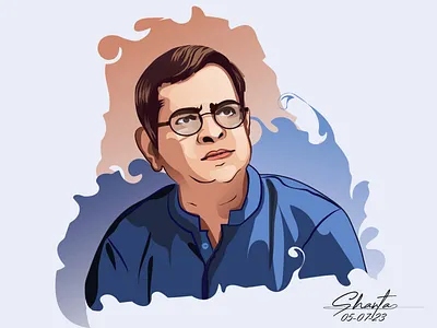 Vector Portrait of Bangladeshi writer Humayun Ahmed art cartoon character design drawing graphic design humayun illustration novel portrait vect vector writer