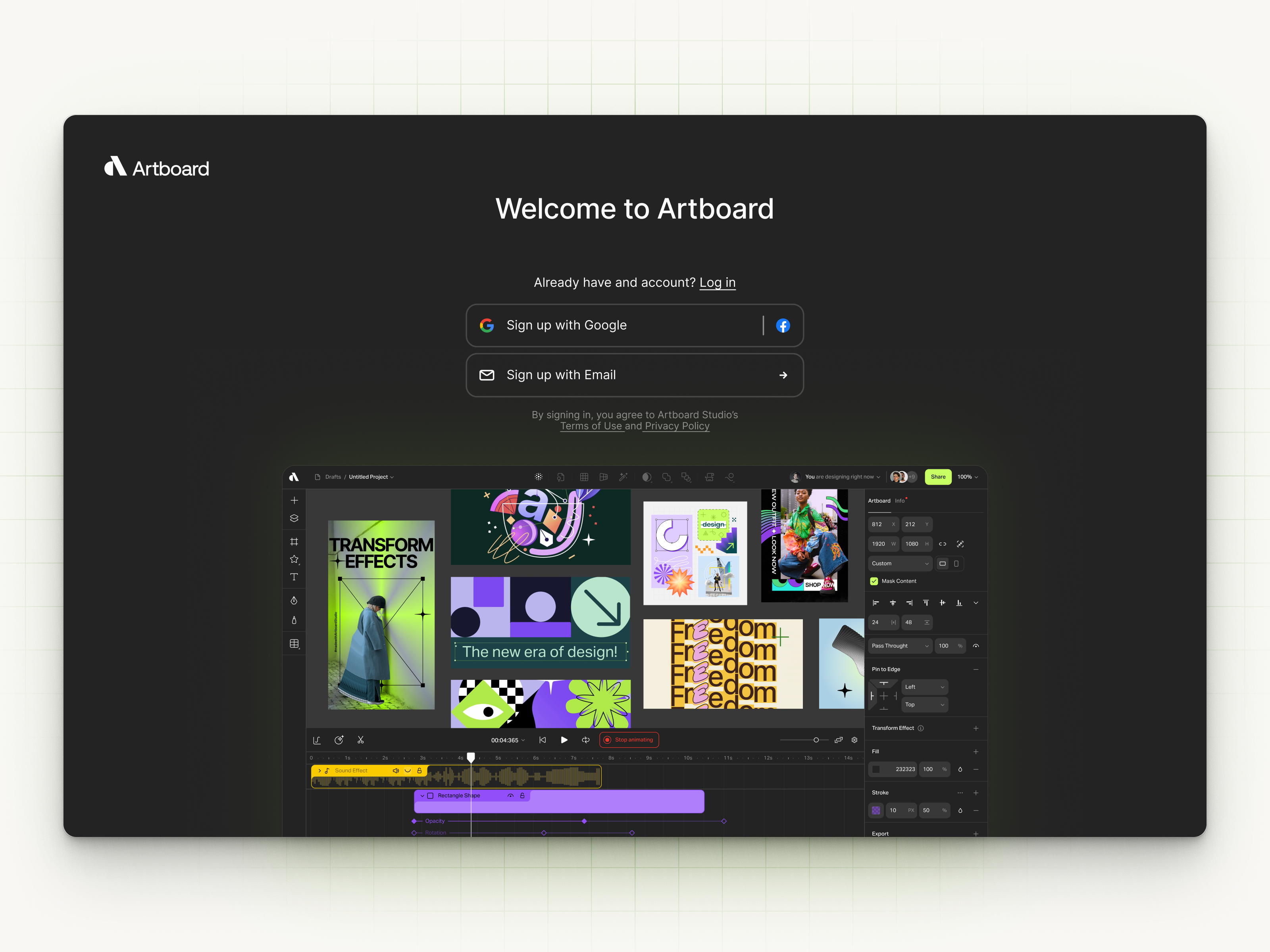 Sign up Revamp of Artboard Studio account artboard studio form illustration log in modal register registration sign up signin survey typography ui ux website