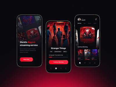 Cinemate cinema crvxdsgn design el eleven ios movies netflix stranger things streaming tv series ui user interface