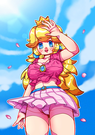 Princess Peach character drawing game illustration mariobro princess peach