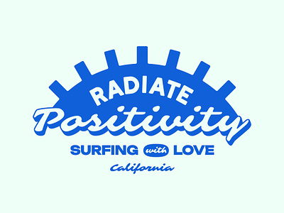 Radiate Positivity badge beach branding logo positive sun surf surfing typography
