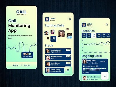 Call Monitoring App UI Design app call analytics app ui call monitoring app call monitoring app ui design mobile app mobile app design mobile app ui design ui ui design