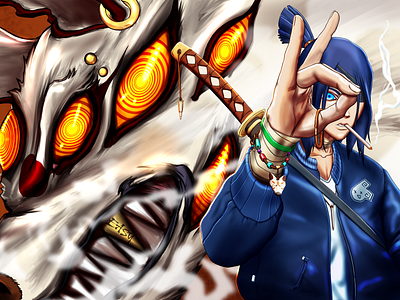 Aki and Kon 2d art 2d paint aki anime chainsawman character character design devil devilhunter digital art digital paint fanart fandesign fox illustration kon manga redesign