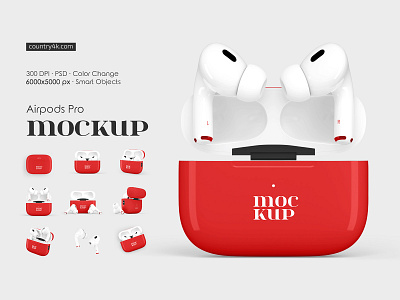 Airpods Pro Mockup Set airpods airpods pro apple audio bluetooth case design device earphone earpods headphone headset mockup mockups music pods product sound wireless