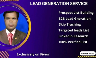 I will do b2b lead generation, lead generation and real estate l b2b b2b lead generation business leads data entry data mining lead generation linkedin leads web research