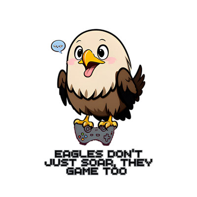 Eagles Don't Just Soar, They Game Too aesthetic animal bird design eagle gamer graphic design illustration joystick kawaii vector