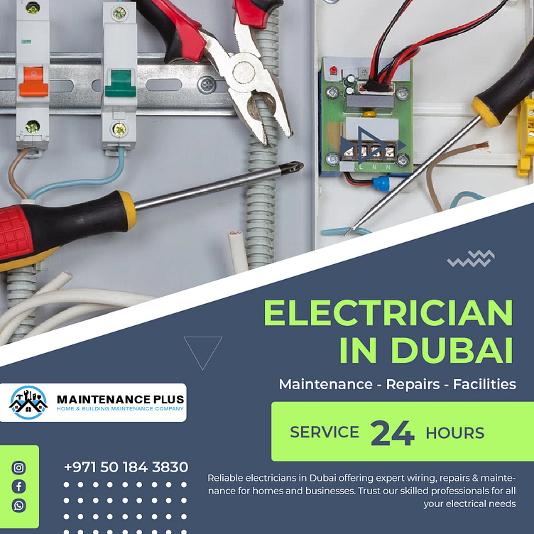 Trusted Electrician in Dubai for Every Need by Maintenance Plus on Dribbble