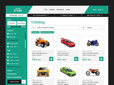 Online Toy Store Category Page UI design ecommerce ui online toy store online toy store ui product category page product category page ui toy store ui design ui ui design
