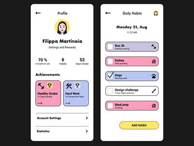 Day 6: Profile dailyui habittraker pofile ui ux uxui