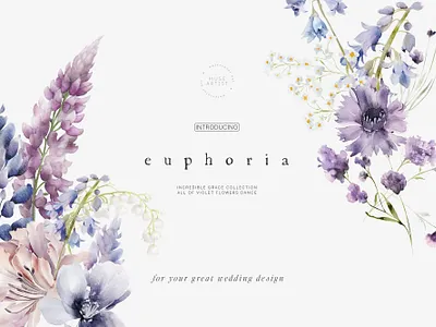 EUPHORIA Purple Watercolor Flowers design floral floral collection graphic design illustration purple floral purple flowers watercolor watercolor flowers