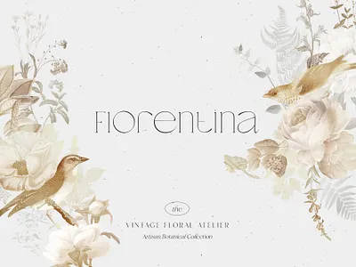 FLORENTINA Vintage Floral Atelier autumn birds branding design floral graphic collection graphic design illustration medieval retro vintage