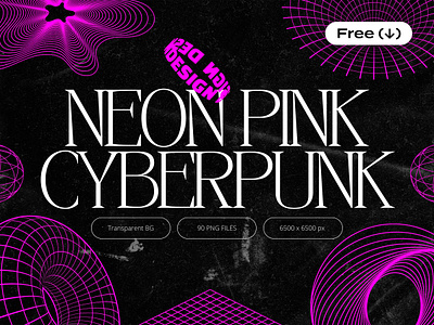 Neon Pink Cyberpunk Shapes cyberpunk download elements fashion free freebie graphics illustration neon pink pixelbuddha png shapes stickers wire y2k