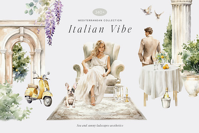 ITALIAN VIBE Mediterranean Collection bride design floral food graphic design groom illustration italian lemon mediterranean tuscany watercolor wedding