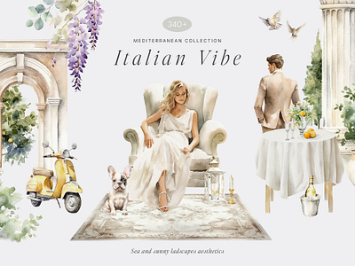 ITALIAN VIBE Mediterranean Collection bride design floral food graphic design groom illustration italian lemon mediterranean tuscany watercolor wedding