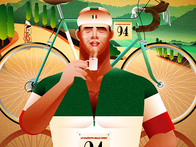 Caffeine works for cyclists art deco coffee cycling illustration italy poster symmetric vintage vintage bicycle vintage cycling jersey vintage poster