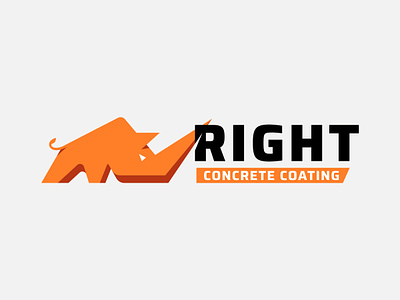 Right Concrete Coating | Rhino brand concretecoatings contracting durable flooring highend logo logomark rhino right