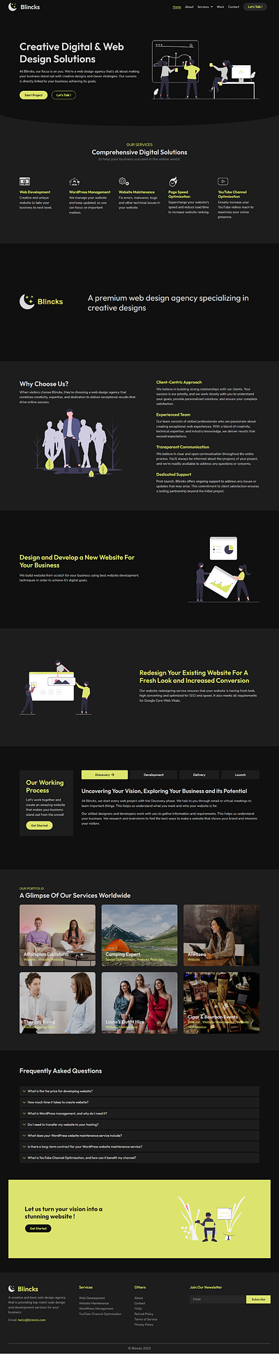 Blincks Website ai branding design graphic design illustration logo typography ui ux vector web design web design agency web development wordpress