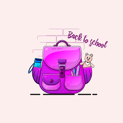 the purple school bag art backtoschool bag cartoon design digital flat graphic design illustration vector vectorart
