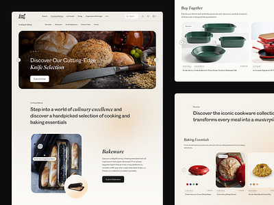Kooking – E-commerce concept bakeware beige cooking cookware ecommerce gradient header heading layout orange product typography ui ux web web design website