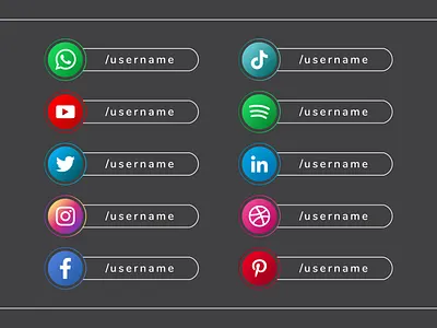 Social Media Lower Third Icons Set 3d app icon branding creative design facebook gradient graphic design grow icons illustration instagram lower marketing third trending twitter username whatsapp youtube