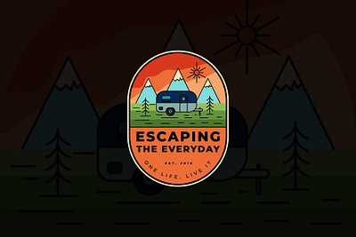 Escaping the everything - apparel logo design adventure apparel design camper camping logo illustration logo design mountain logo nature logo outdoor logo patch design retro logo rv sticker design vintage design