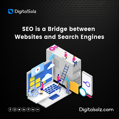 SEO is a Bridge between Websites and Search Engines branding business business growth design digital marketing digital solz illustration marketing social media marketing ui