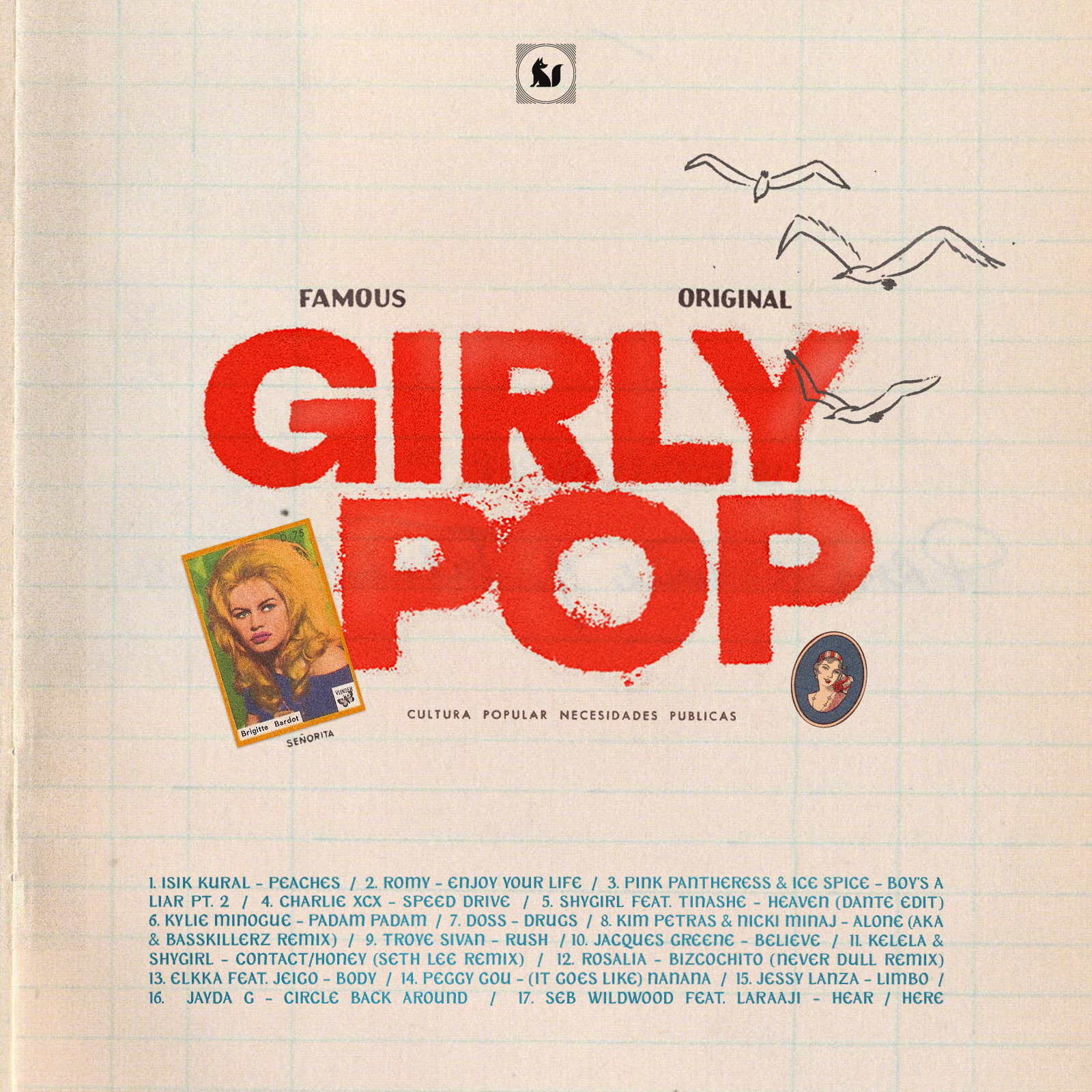 Girly Pop, a cover I made for a new mixtape on The Fox Is Black collage found imagery graphic design mix mixtape type typography