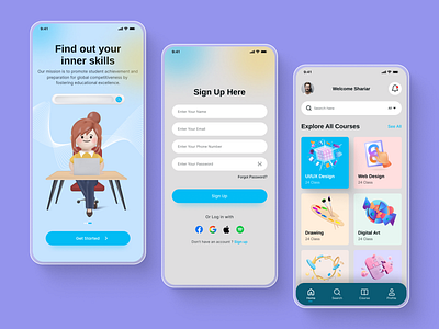 Online Course Mobile App app app designer appp design course e learning edtech education education startup minimal mobile app mobile app design mobile design mobile ui online class online courses online school typography udemy uiux