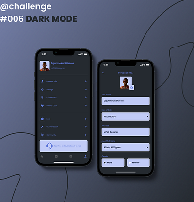 DARK MODE for HIM/HER daily ui daily ui 006 dailyui dark mode figma profile page ui