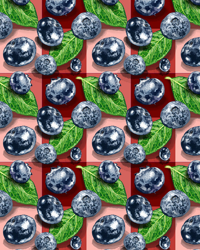 Blueberry Picnic blue flower blueberries blueberry colorful fashion textile food illustration fruit fruit illustration illustration pattern pattern design repeating pattern textile
