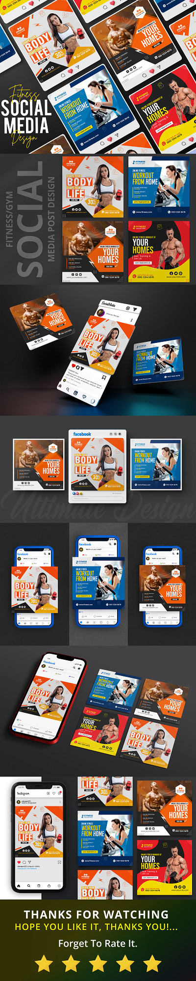 Fitness/GYM Social Media Post Design Template ads advertising banner brand branding business corporate design designer facebook facebook post fashion fitness flyer graphic design instagram post marketing post social media social media post