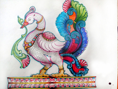 traditional swan design illustration painting