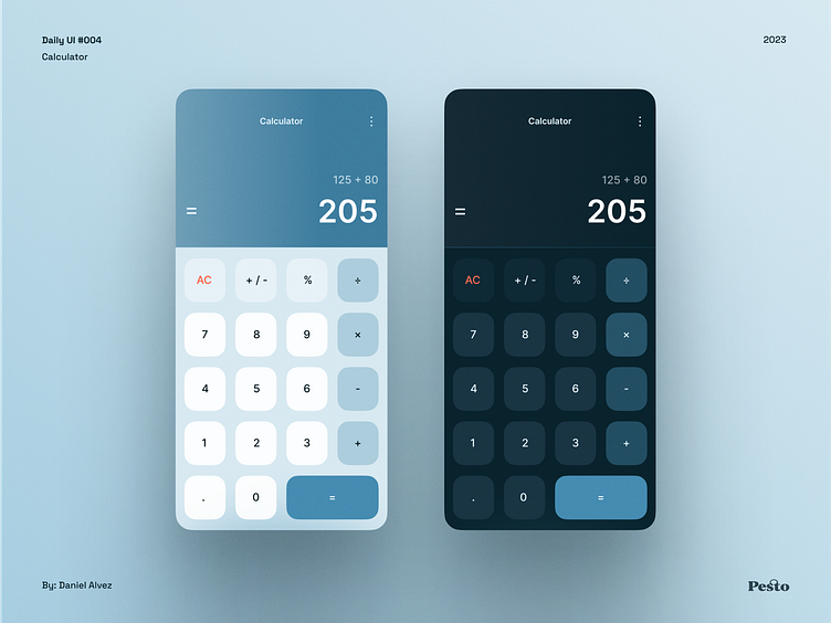 Exploring a calculator interface by Pesto on Dribbble