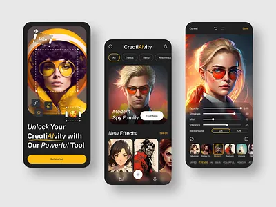 AI Photo Editor Mobile App ai app colorful creativity dalle design editor filter gradient illustration interection interface midjourney mobile mobile app photo trend ui ui design ux