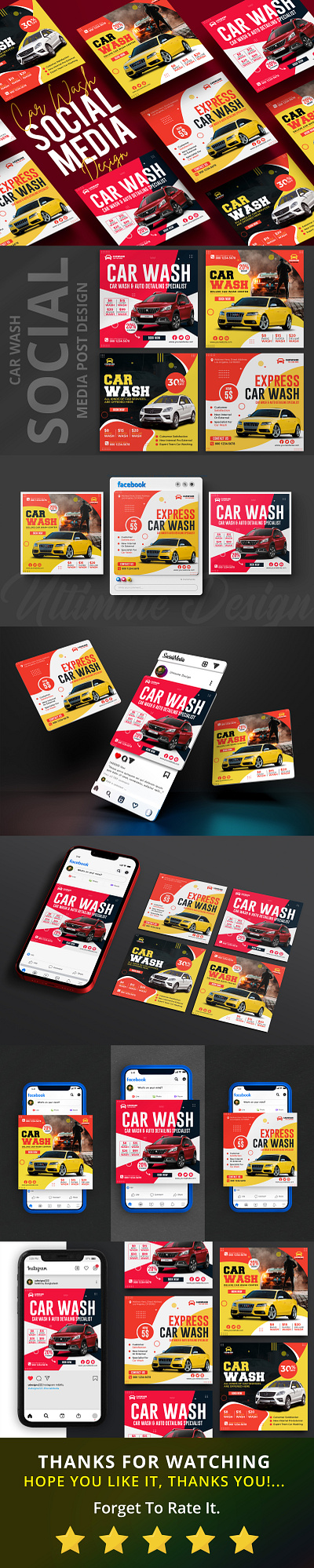 Car Wash Social Media Post Design Template ads advertising banner brand branding business corporate design designer facebook facebook post fashion fitness flyer graphic design instagram post marketing post social media social media post