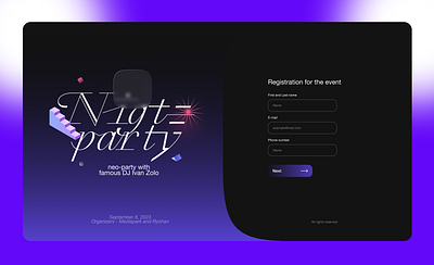 Registration for the event daily ui design graphic design typo typography ui web web design