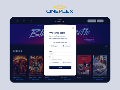 Sign Up: Sign In Cinema UI accessibility account branding button desktop information informationhierarchy login microcopy movie signup ui ux website