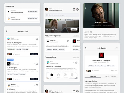 Job Finder Mobile App Design app clean finder job minimal mobile ui ux