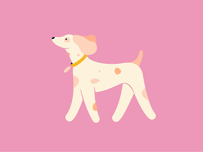 Cute dog 2d cartoon character cute dog flat design fun funny illustration pet pink pup puppy spots vector