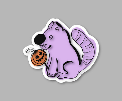 Boo violet cat branding cute design graphic design illustration logo sticker trick or treat vector