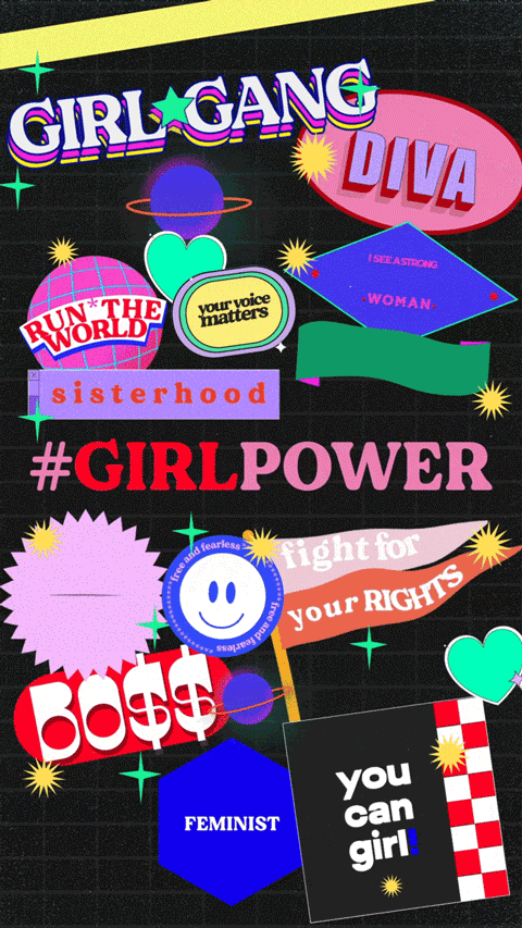 Girl Power Poster {animation poster} aftereffects animation design gif graphic design illustration lettering motion graphics poster