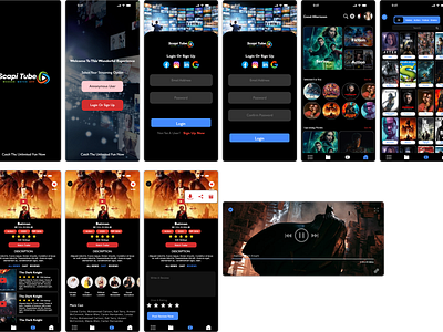 Scapi Tube Movie Streaming Mobile App 3d branding design graphic design illustration logo mobile app streamin app streaming. movie app tube typography ui ux vector video app watch