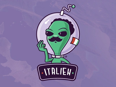 Italien alien cartoon funny illustration italia italian italy tshirt vector