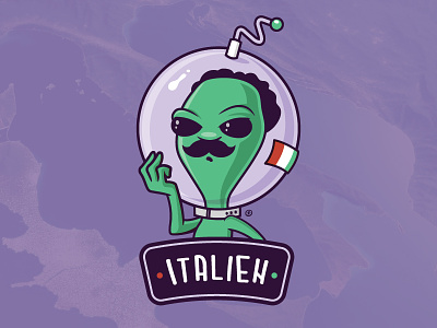 Italien alien cartoon funny illustration italia italian italy tshirt vector